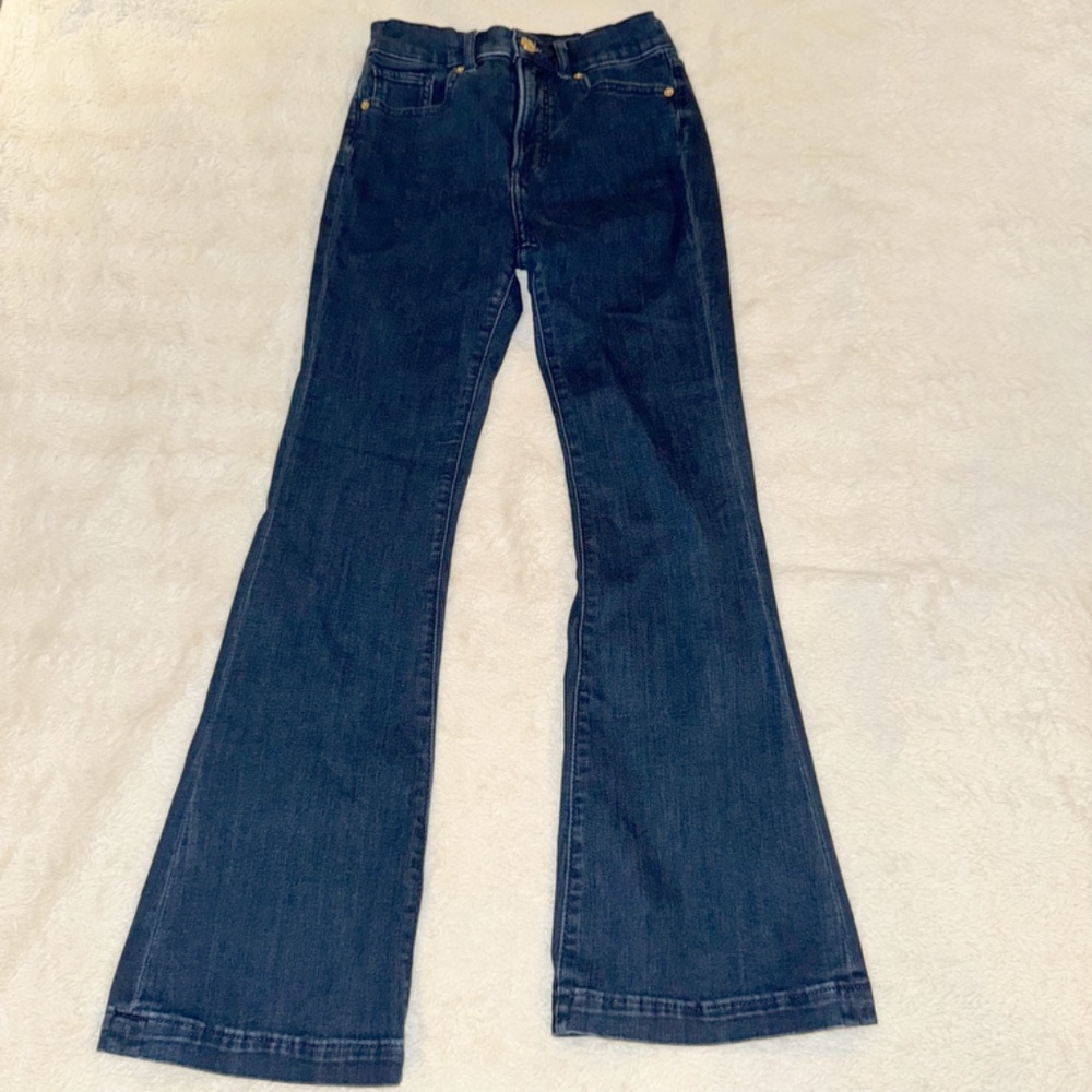 Express Dark Blue Slim Flare High Rise Jeans
